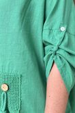 Linen Blend Quirky Top Emerald
